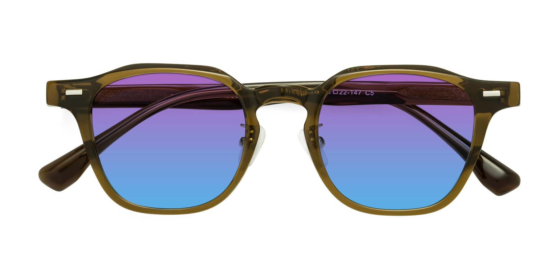 Folded Front of Mississauga in Muddy Brown with Purple / Blue Gradient Lenses