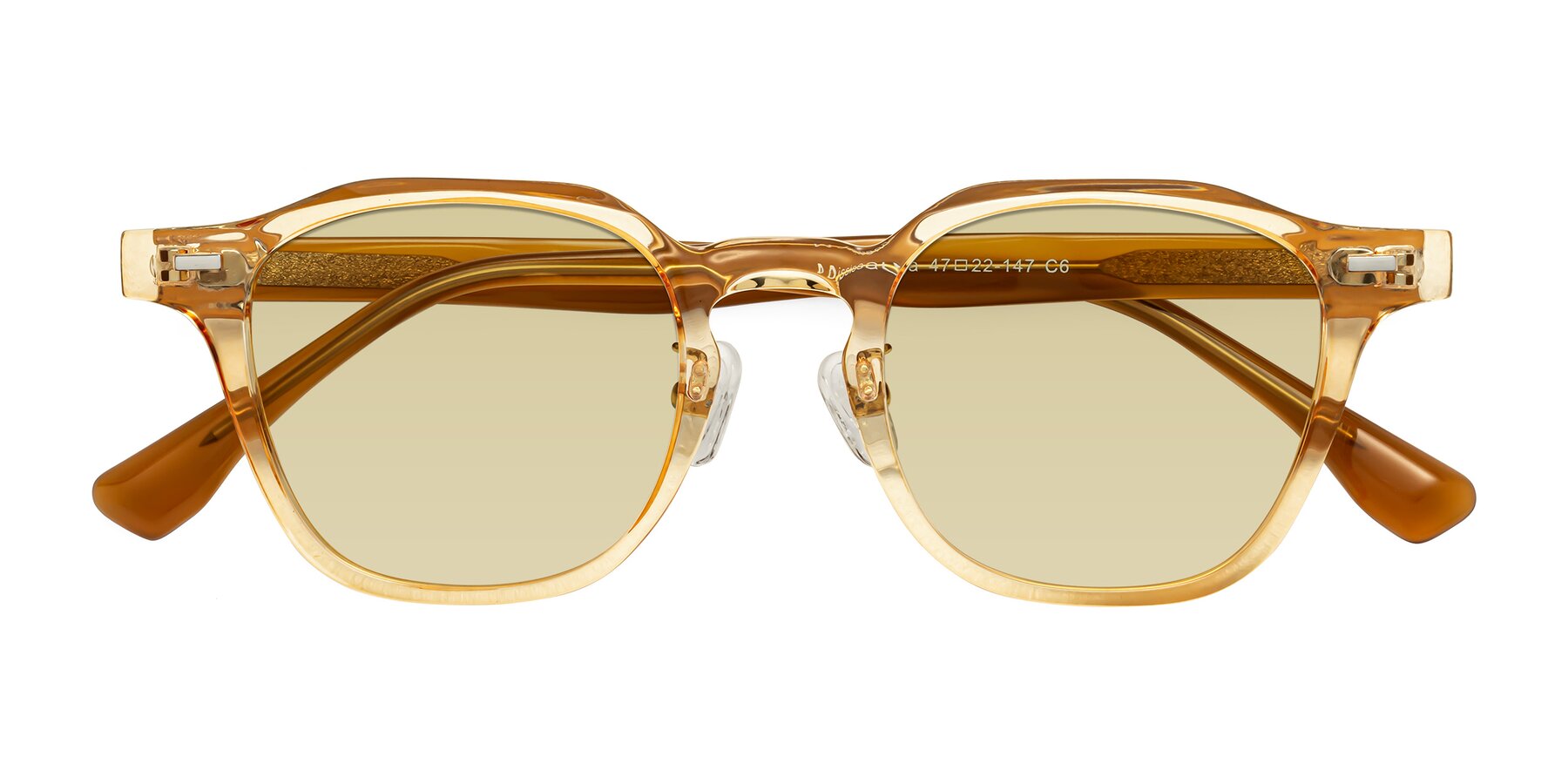 Folded Front of Mississauga in Amber with Light Champagne Tinted Lenses