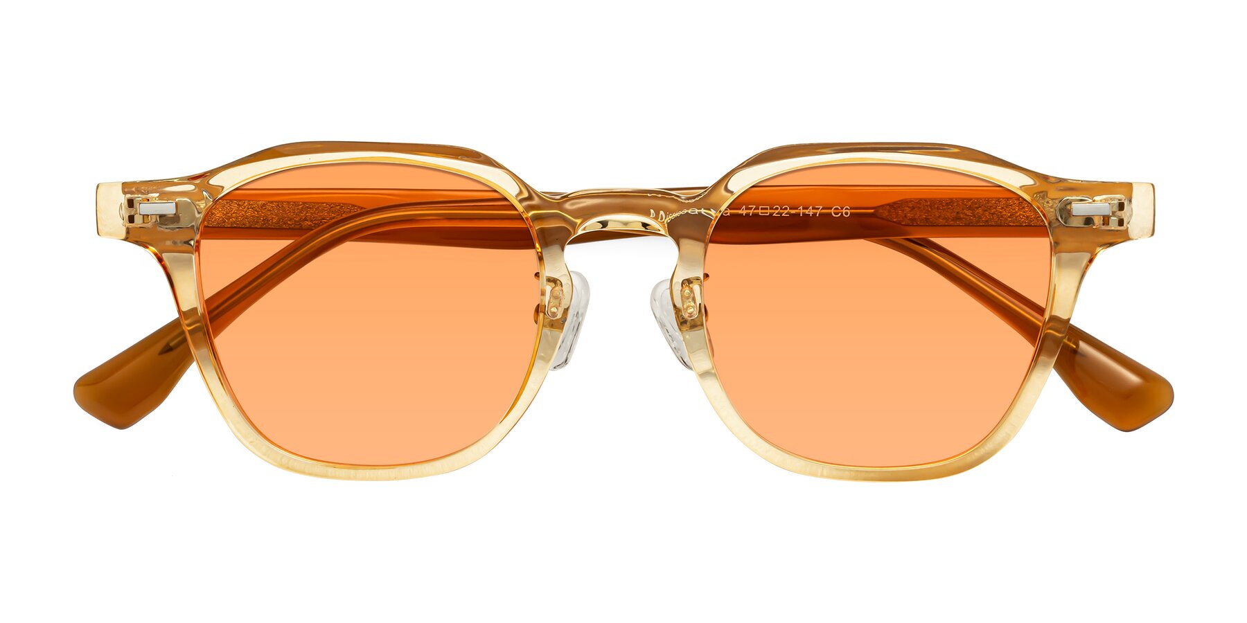 Folded Front of Mississauga in Amber with Medium Orange Tinted Lenses