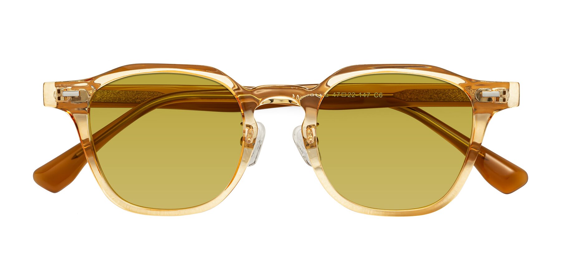 Folded Front of Mississauga in Amber with Champagne Tinted Lenses