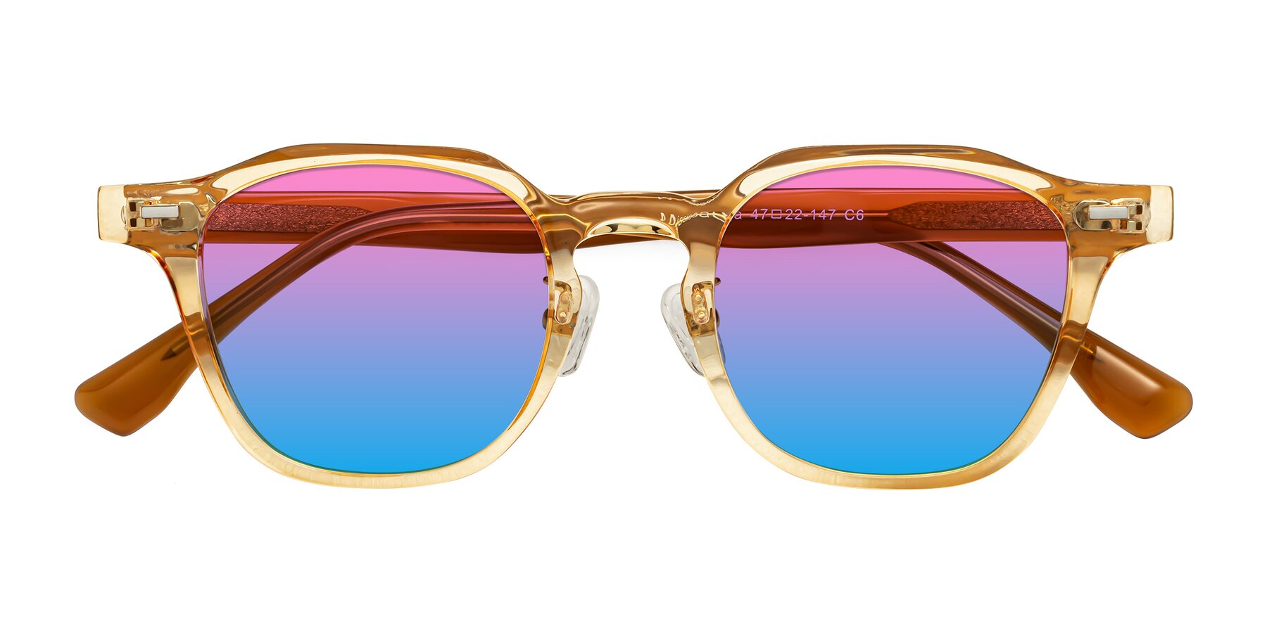 Folded Front of Mississauga in Amber with Pink / Blue Gradient Lenses