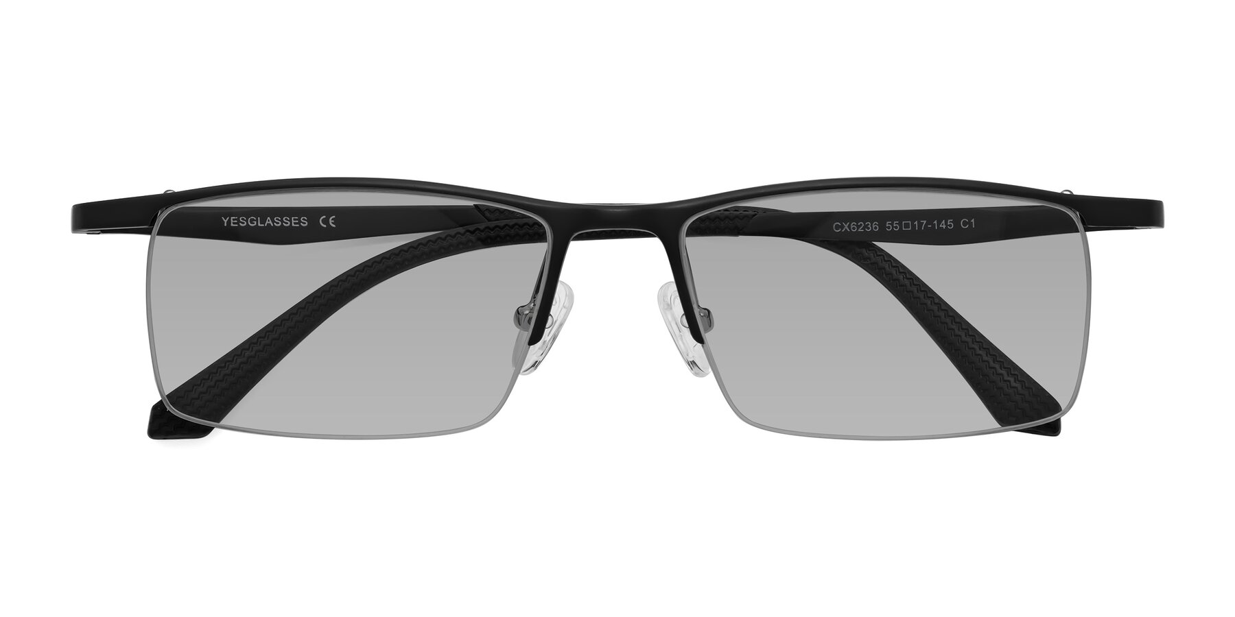 Folded Front of CX6236 in Black with Light Gray Tinted Lenses