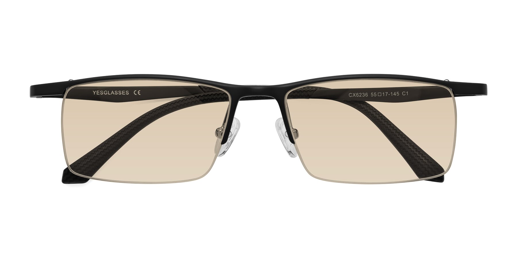 Folded Front of CX6236 in Black with Light Brown Tinted Lenses