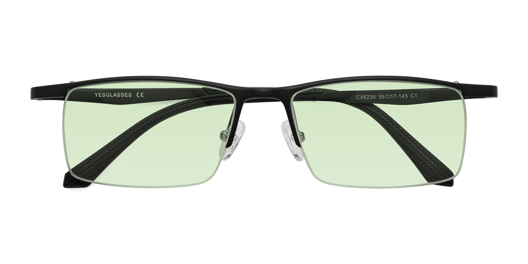 Folded Front of CX6236 in Black with Light Green Tinted Lenses