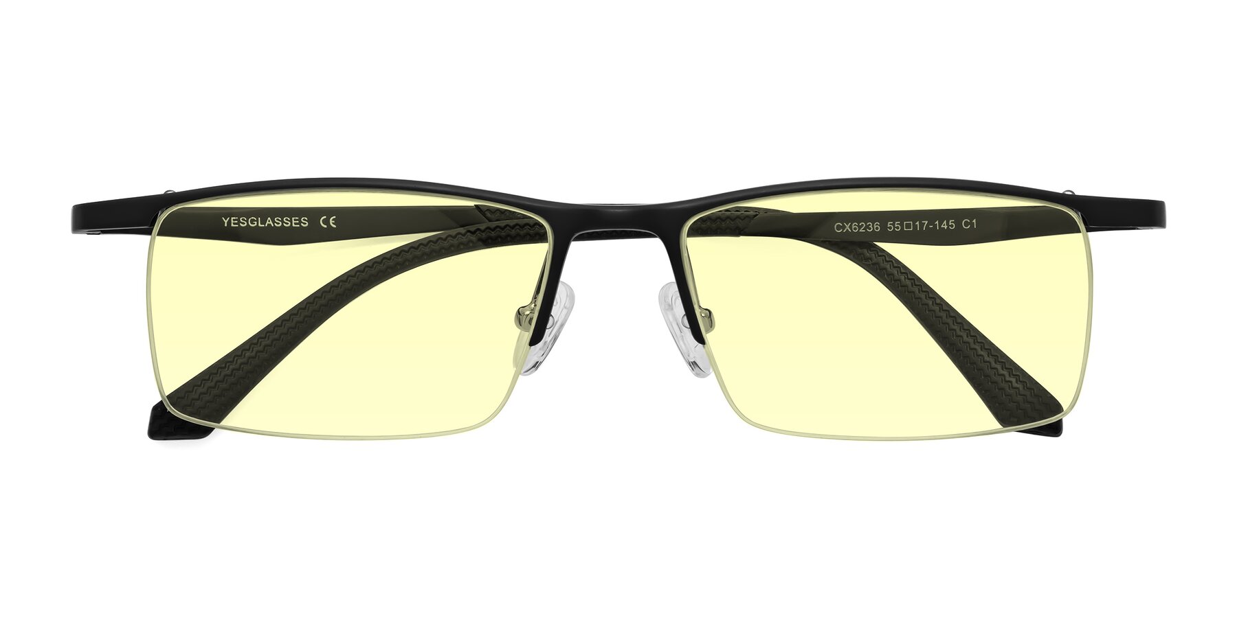Folded Front of CX6236 in Black with Light Yellow Tinted Lenses