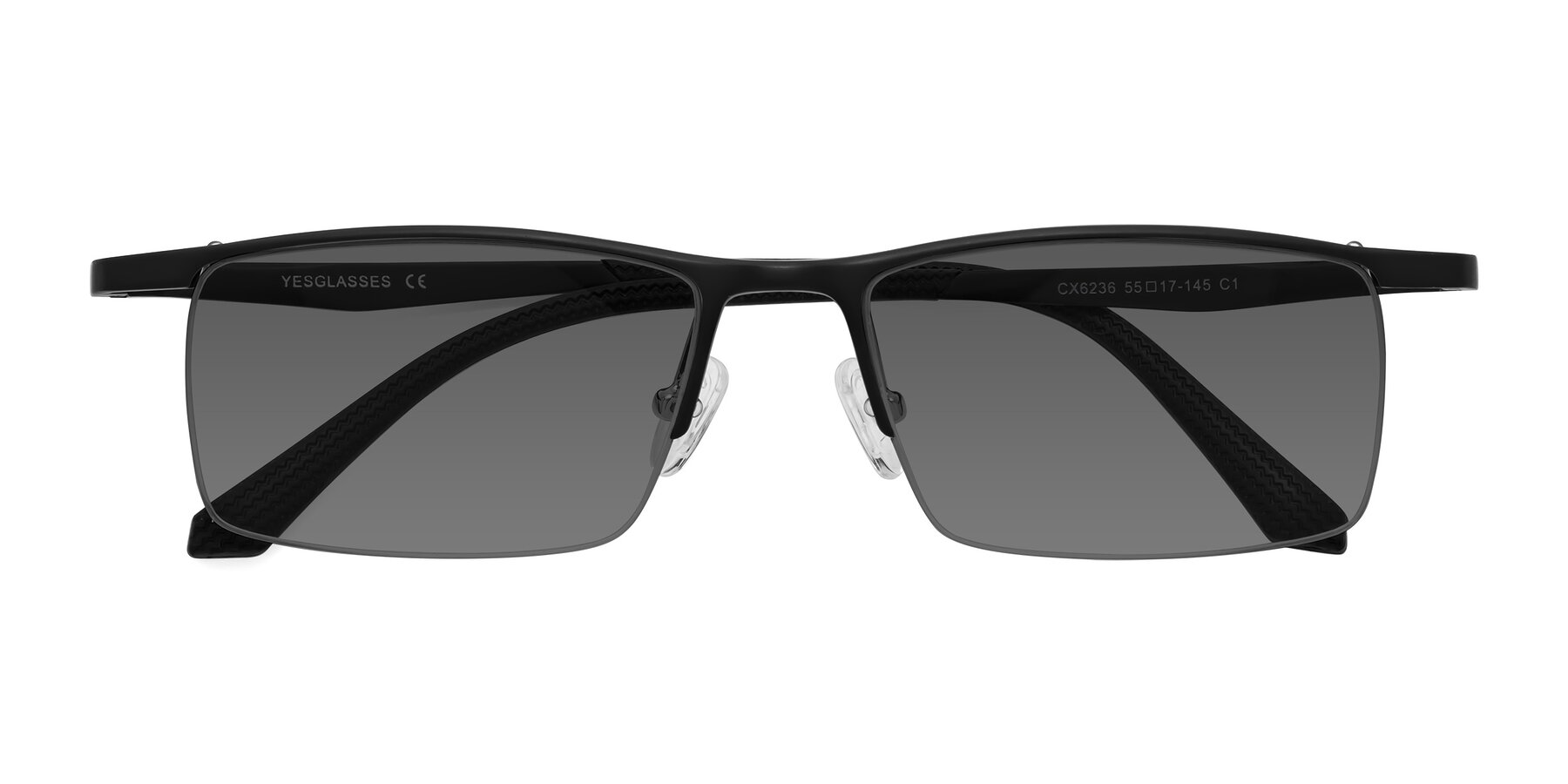 Folded Front of CX6236 in Black with Medium Gray Tinted Lenses