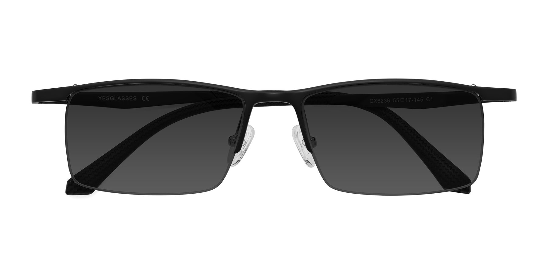 Folded Front of CX6236 in Black with Gray Tinted Lenses