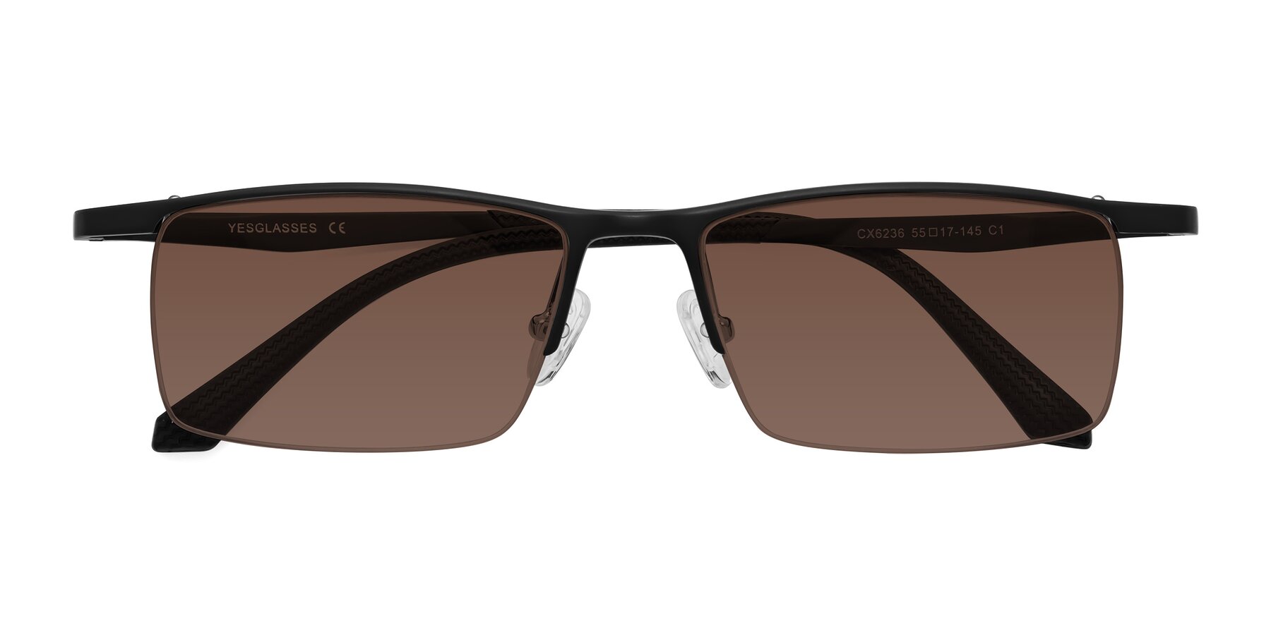 Folded Front of CX6236 in Black with Brown Tinted Lenses