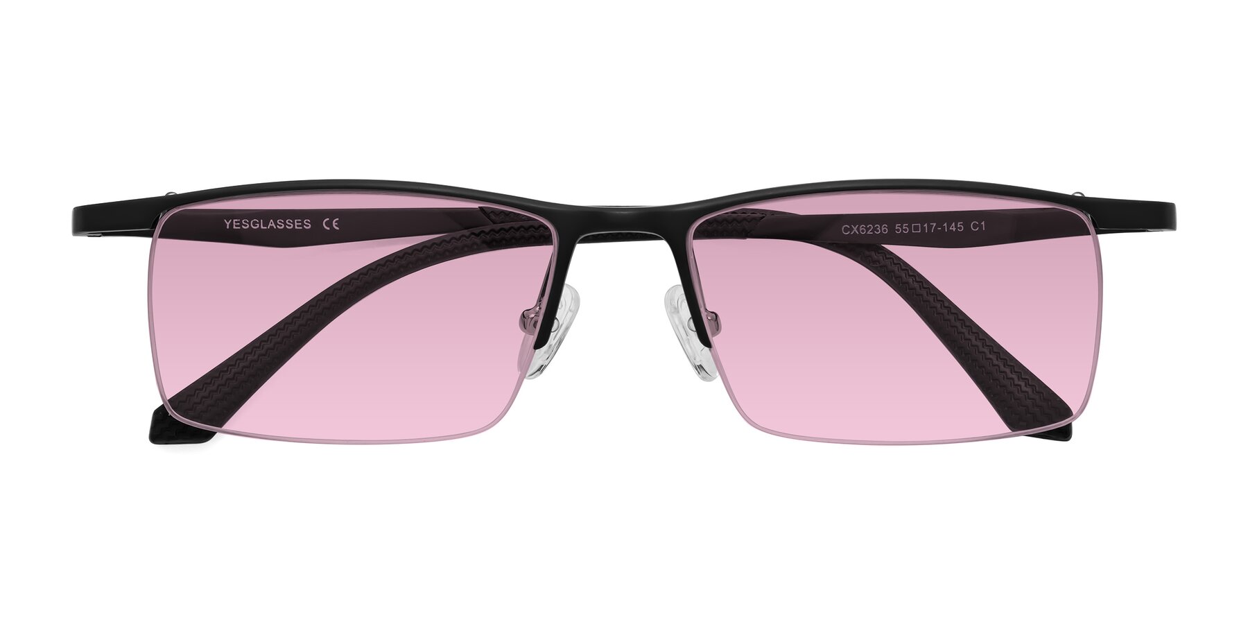 Folded Front of CX6236 in Black with Light Wine Tinted Lenses