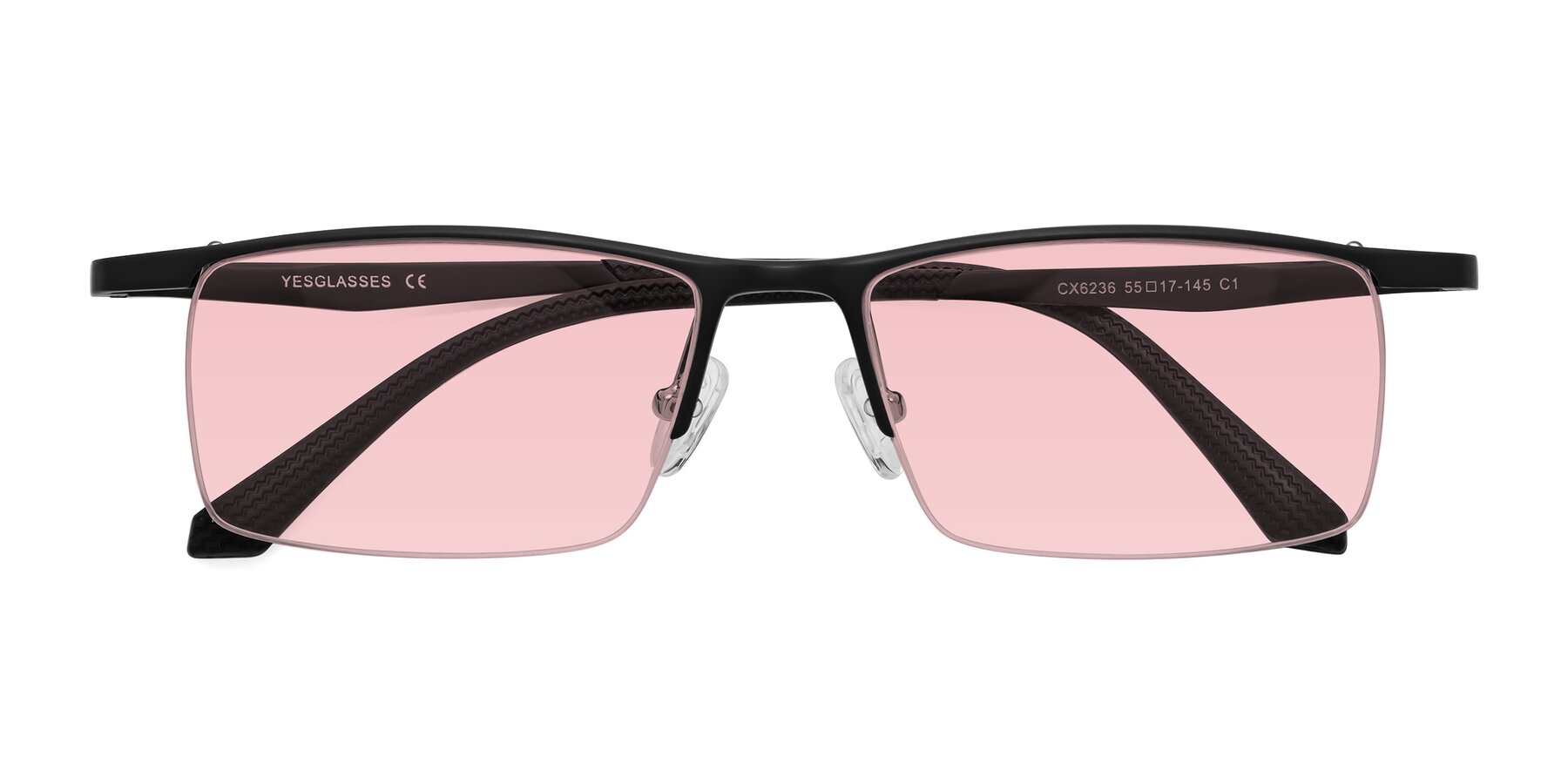 Folded Front of CX6236 in Black with Light Garnet Tinted Lenses