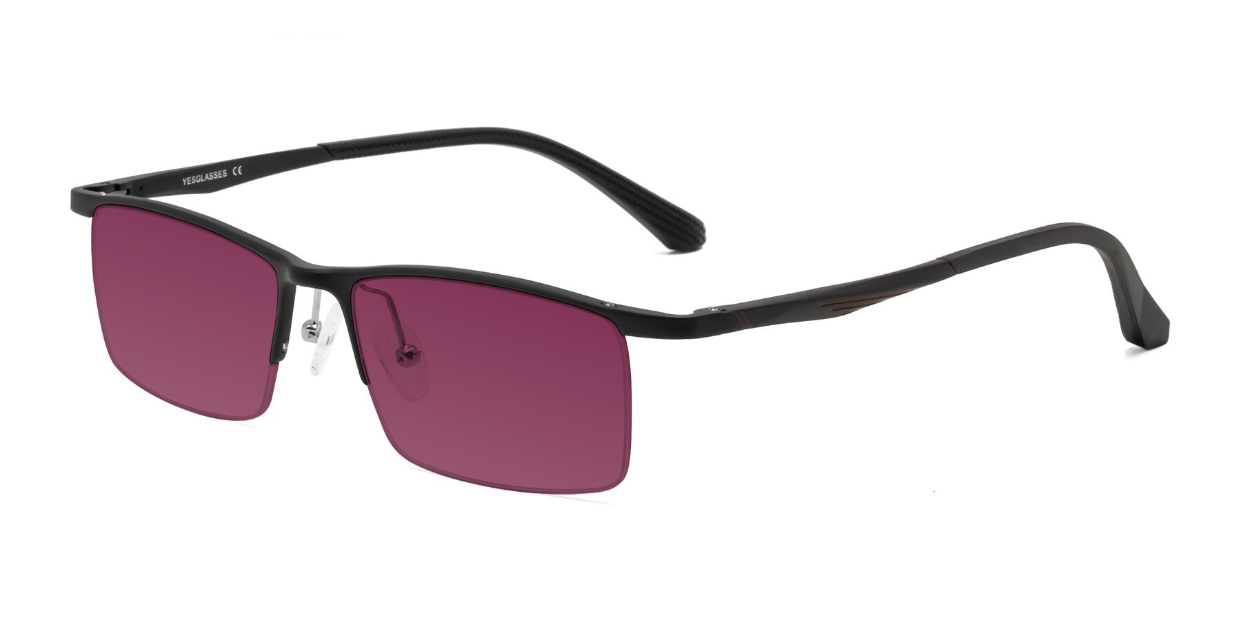Angle of CX6236 in Black with Wine Tinted Lenses