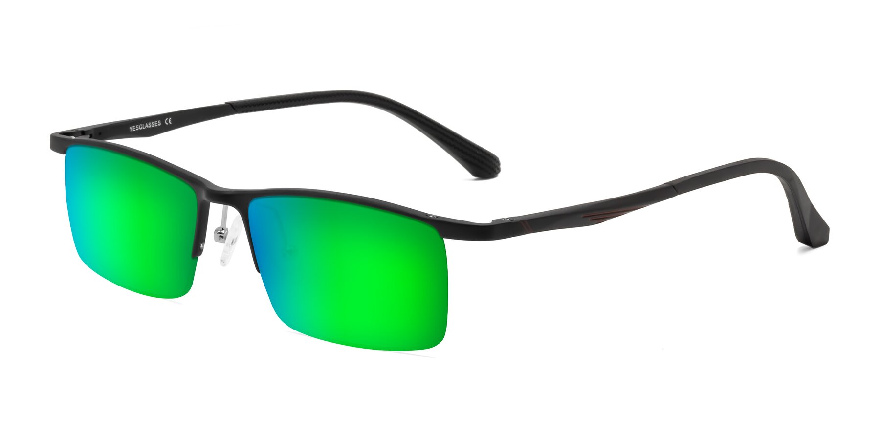 Angle of CX6236 in Black with Green Mirrored Lenses
