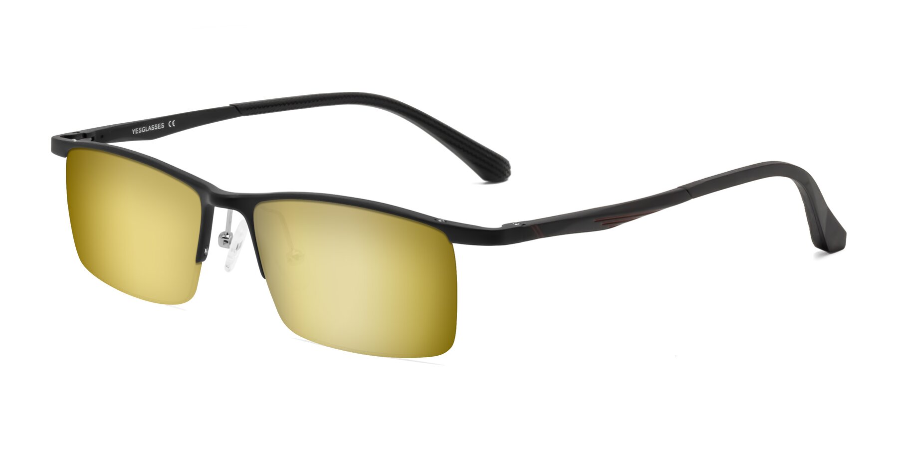 Angle of CX6236 in Black with Gold Mirrored Lenses