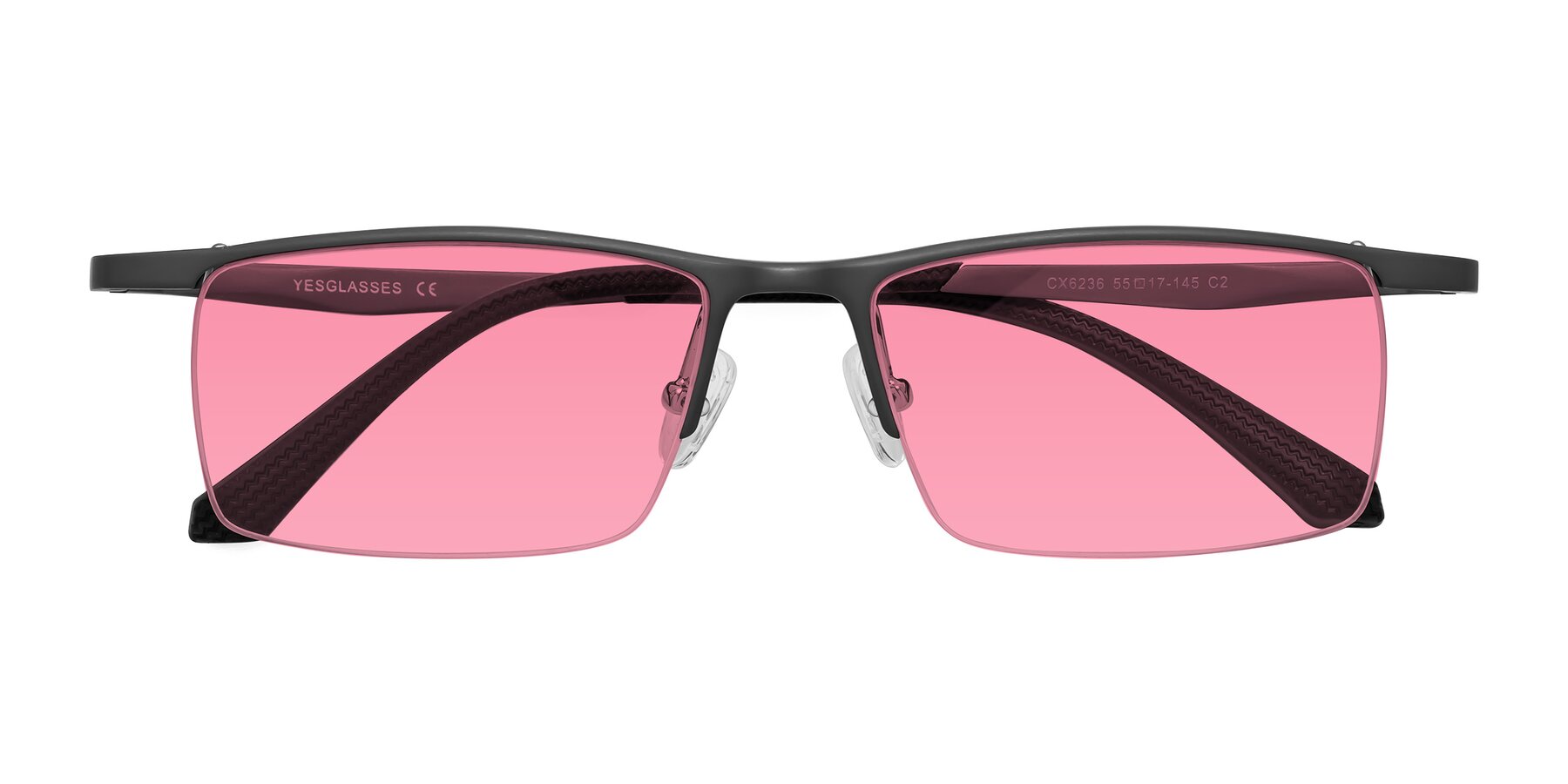 Folded Front of CX6236 in Gunmetal with Pink Tinted Lenses