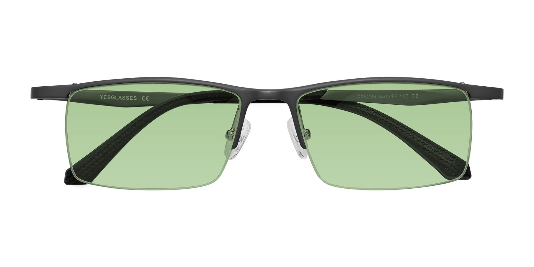 Folded Front of CX6236 in Gunmetal with Medium Green Tinted Lenses