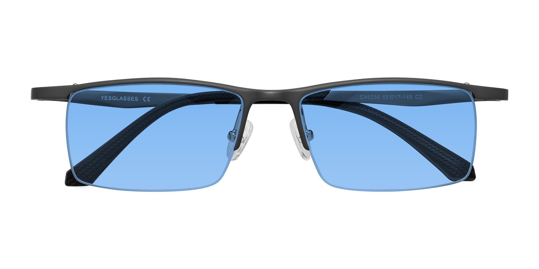Folded Front of CX6236 in Gunmetal with Medium Blue Tinted Lenses
