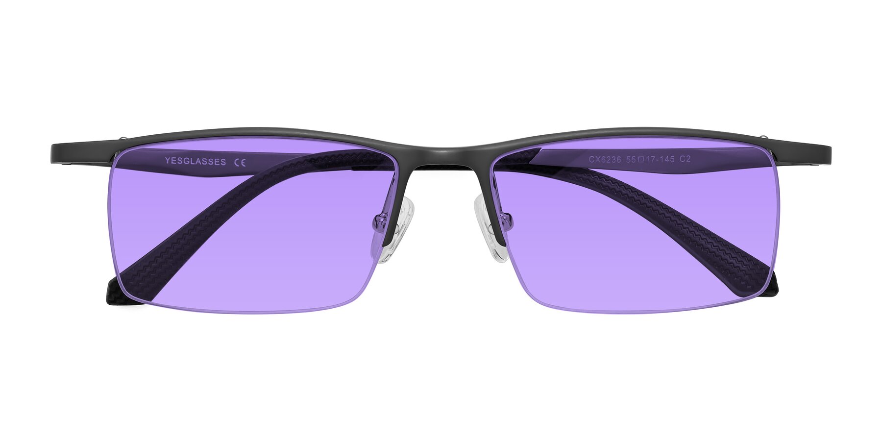 Folded Front of CX6236 in Gunmetal with Medium Purple Tinted Lenses