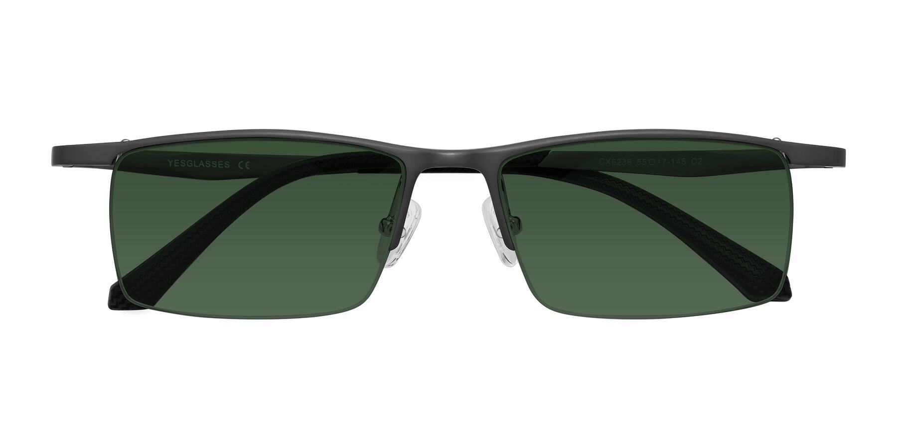 Folded Front of CX6236 in Gunmetal with Green Tinted Lenses