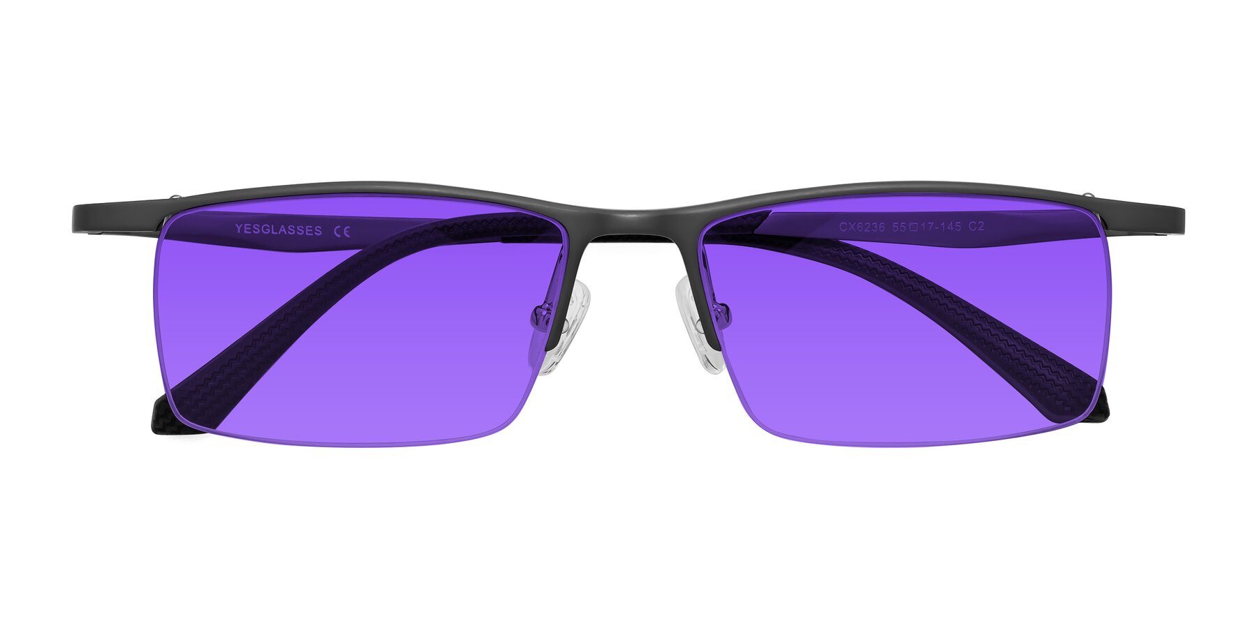 Folded Front of CX6236 in Gunmetal with Purple Tinted Lenses