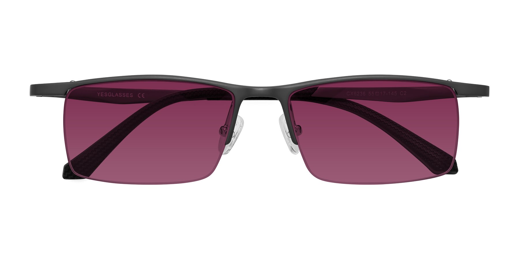 Folded Front of CX6236 in Gunmetal with Wine Tinted Lenses