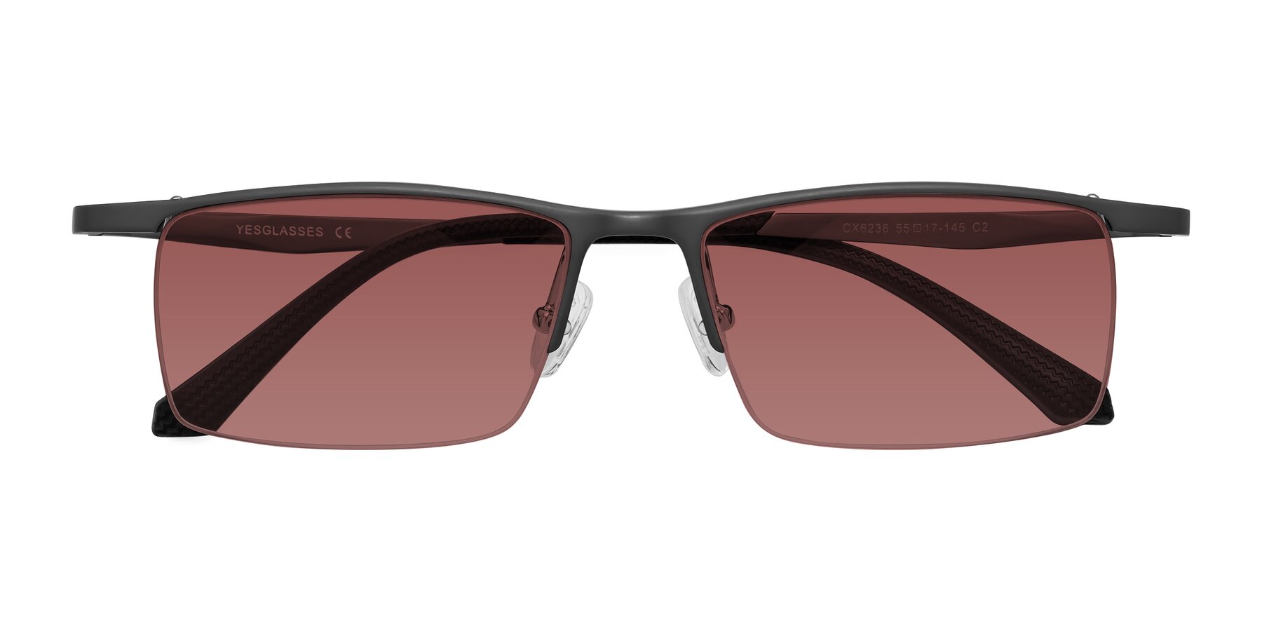Folded Front of CX6236 in Gunmetal with Garnet Tinted Lenses
