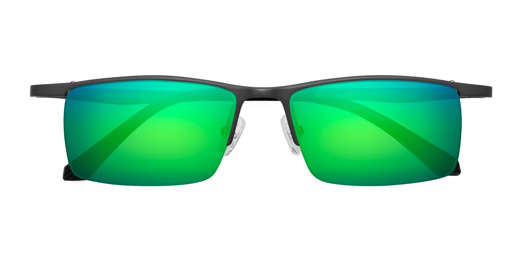 Folded Front of CX6236 in Gunmetal with Green Mirrored Lenses