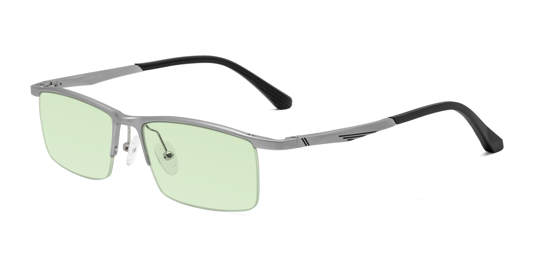 Angle of CX6236 in Silver with Light Green Tinted Lenses