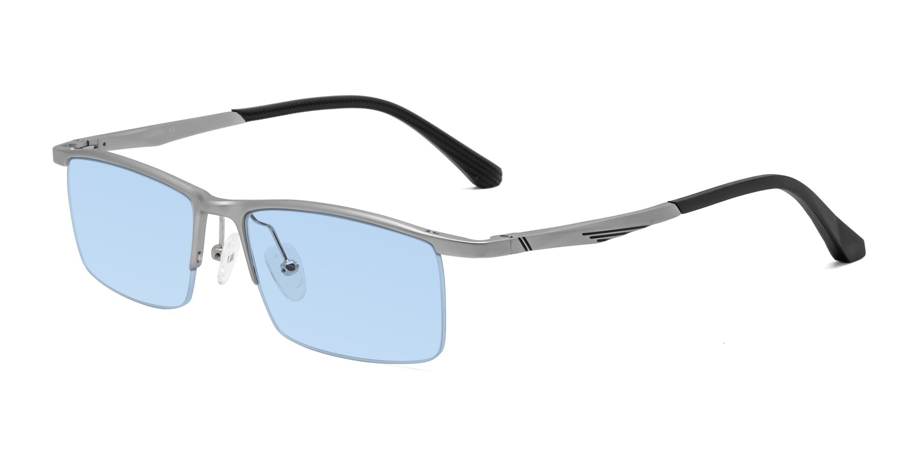 Angle of CX6236 in Silver with Light Blue Tinted Lenses