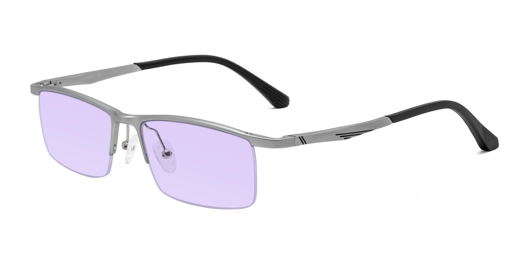 Angle of CX6236 in Silver with Light Purple Tinted Lenses