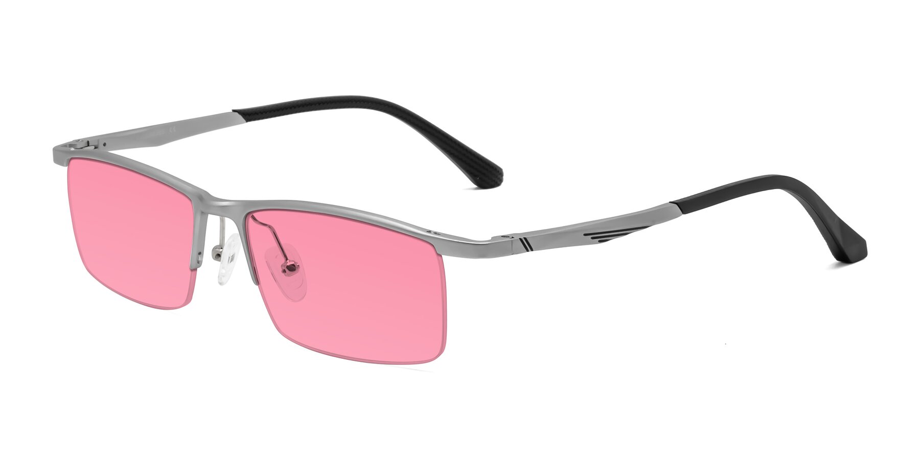 Angle of CX6236 in Silver with Pink Tinted Lenses