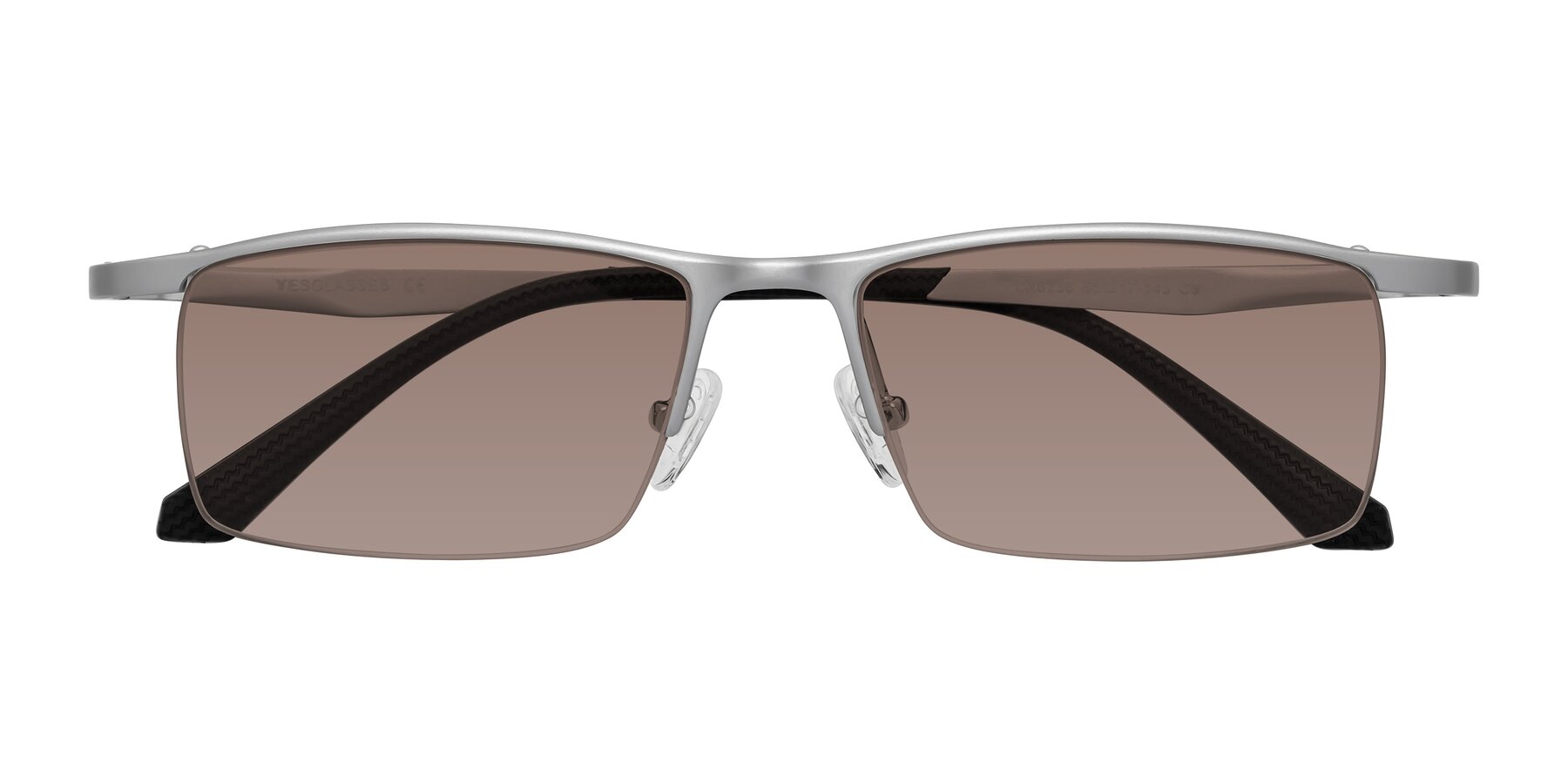 Folded Front of CX6236 in Silver with Medium Brown Tinted Lenses