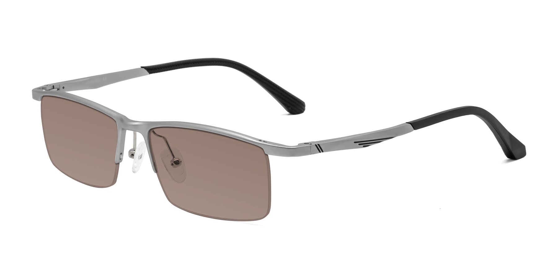 Angle of CX6236 in Silver with Medium Brown Tinted Lenses