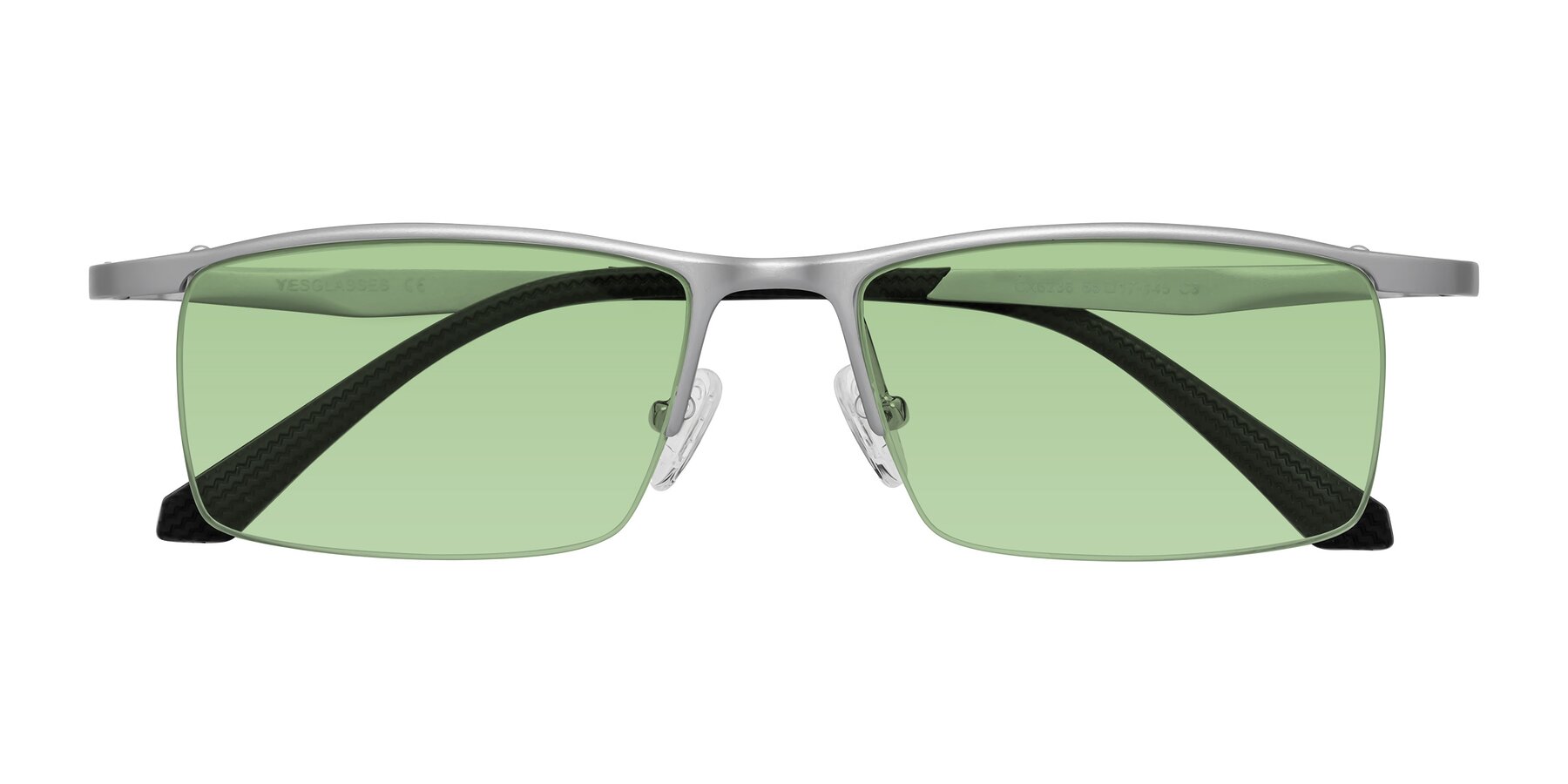 Folded Front of CX6236 in Silver with Medium Green Tinted Lenses