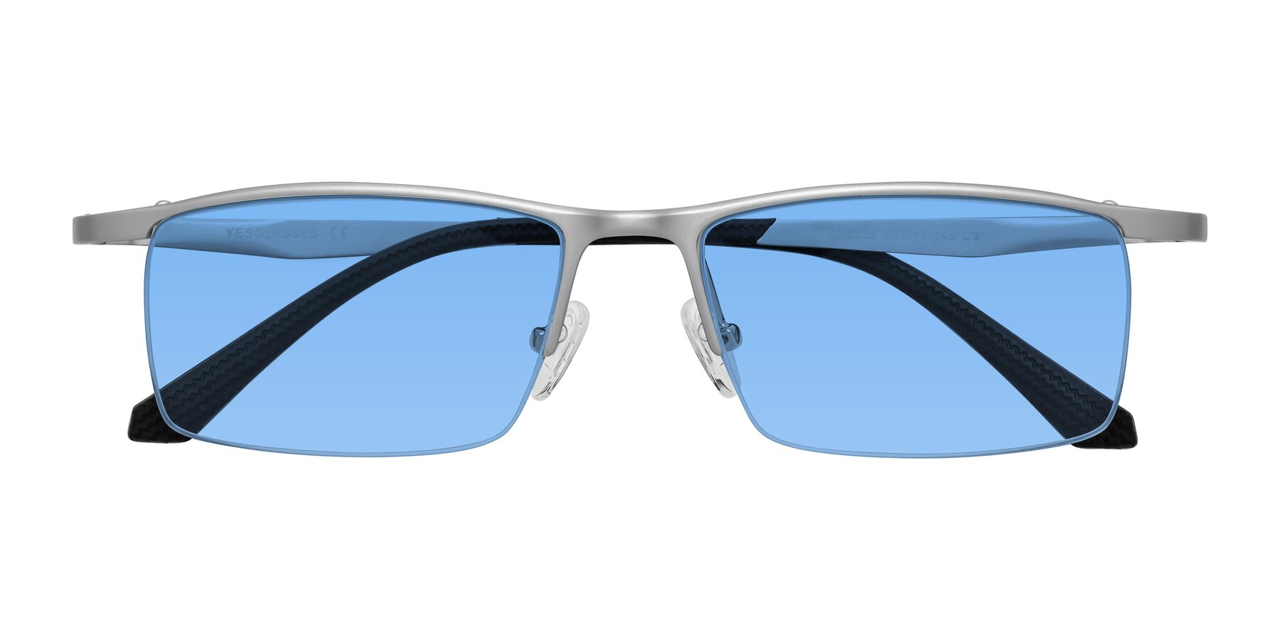 Folded Front of CX6236 in Silver with Medium Blue Tinted Lenses