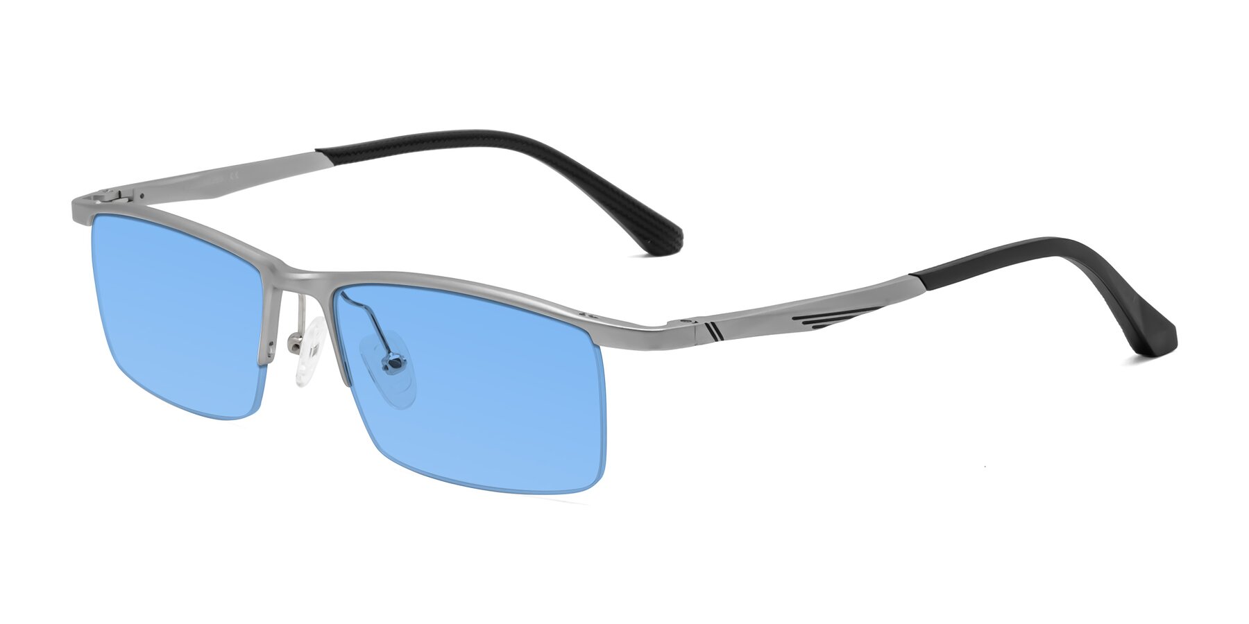 Angle of CX6236 in Silver with Medium Blue Tinted Lenses