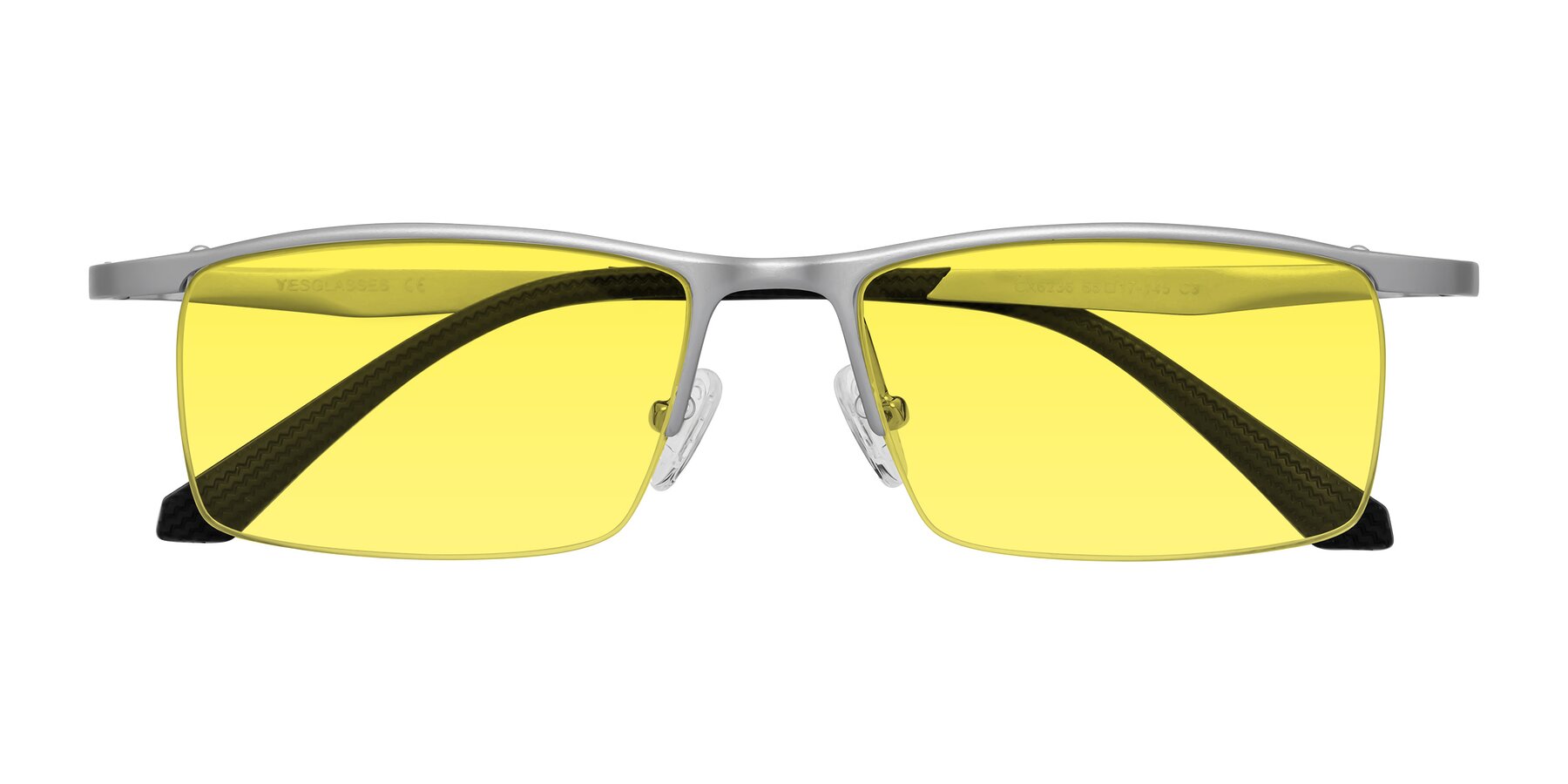 Folded Front of CX6236 in Silver with Medium Yellow Tinted Lenses