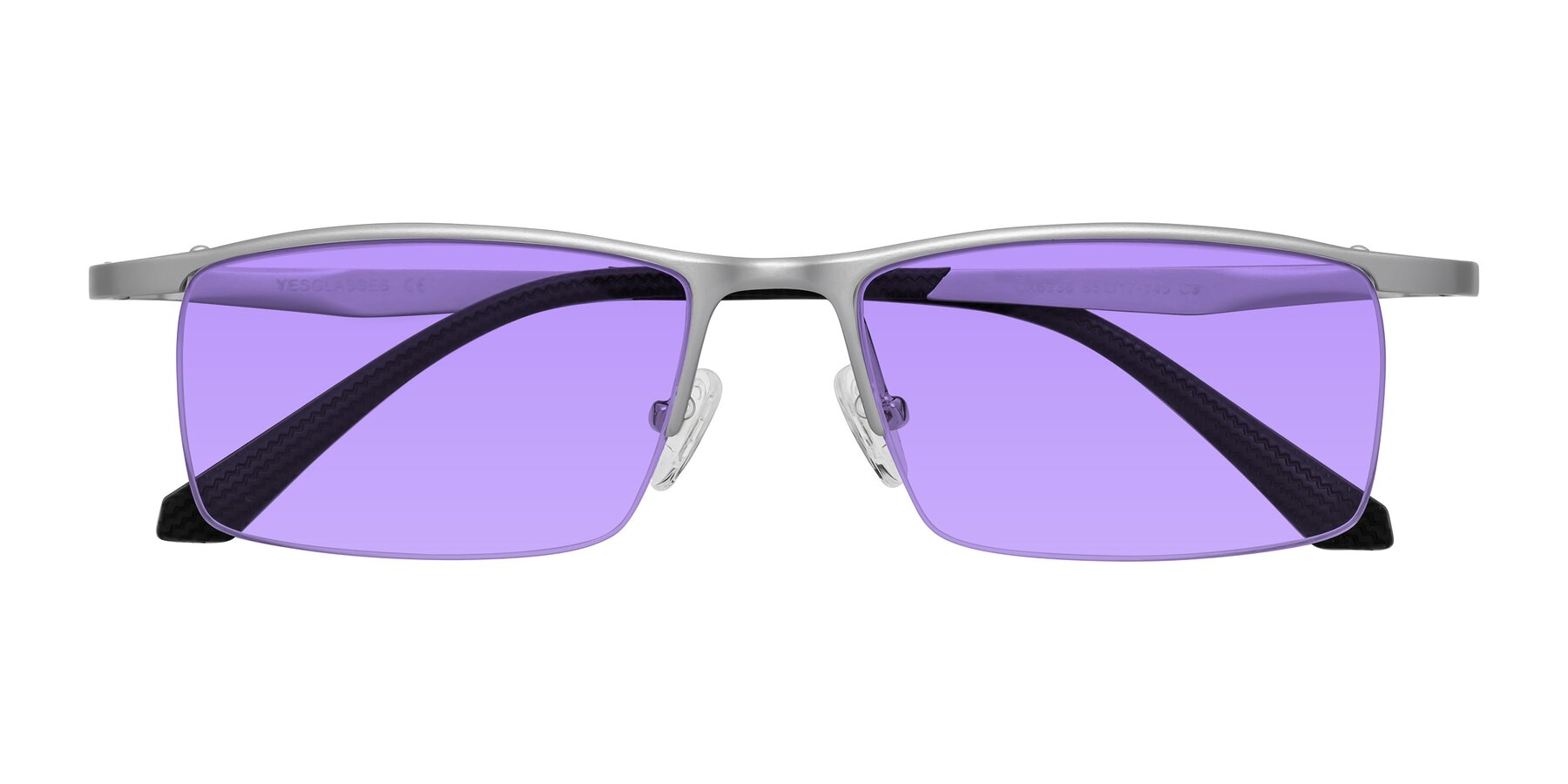 Folded Front of CX6236 in Silver with Medium Purple Tinted Lenses