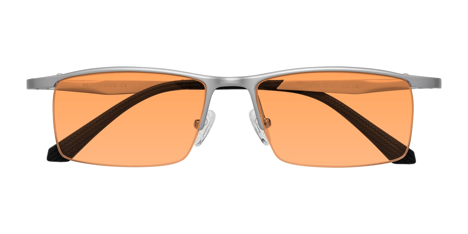 Folded Front of CX6236 in Silver with Medium Orange Tinted Lenses