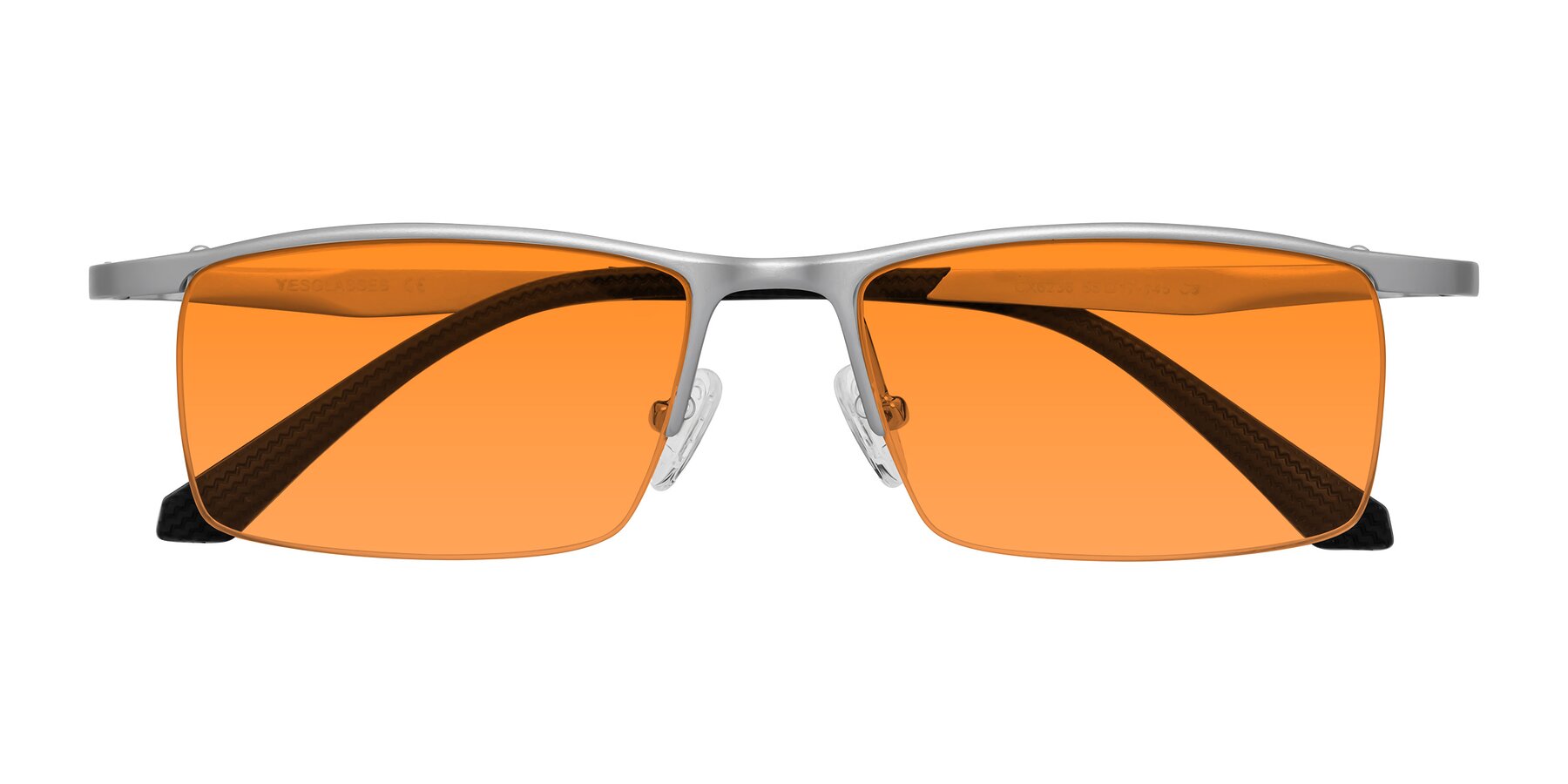 Folded Front of CX6236 in Silver with Orange Tinted Lenses