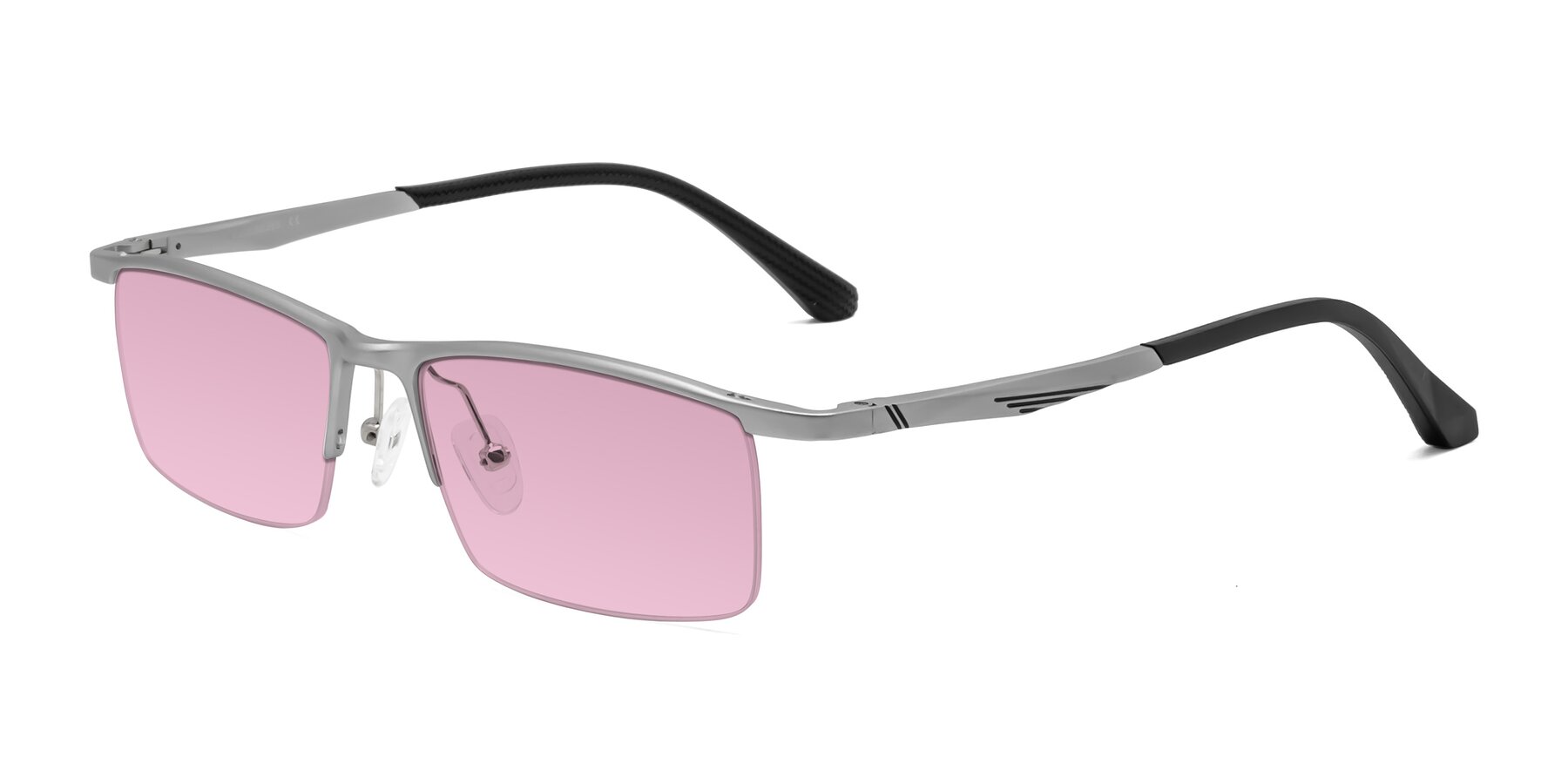 Angle of CX6236 in Silver with Light Wine Tinted Lenses
