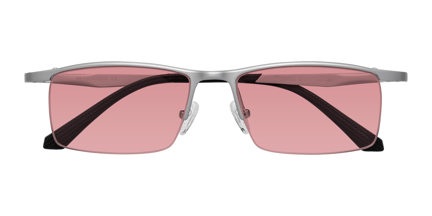 Folded Front of CX6236 in Silver with Medium Garnet Tinted Lenses