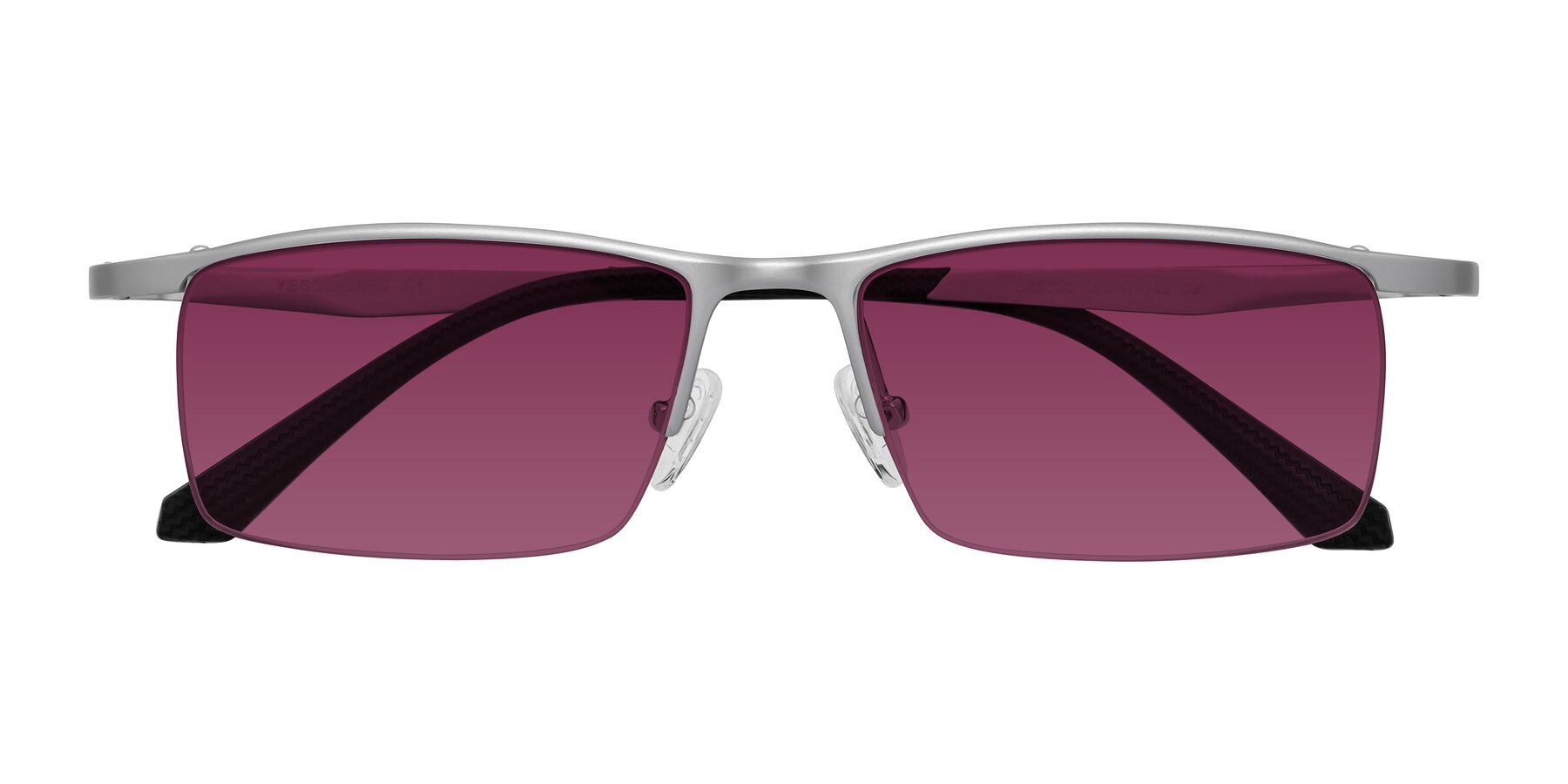 Folded Front of CX6236 in Silver with Wine Tinted Lenses
