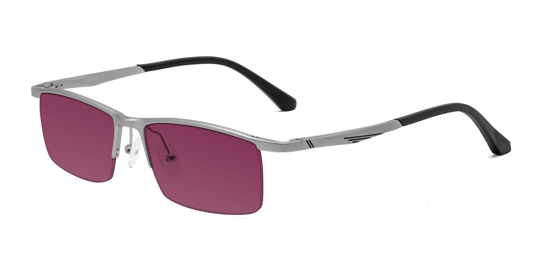Angle of CX6236 in Silver with Wine Tinted Lenses