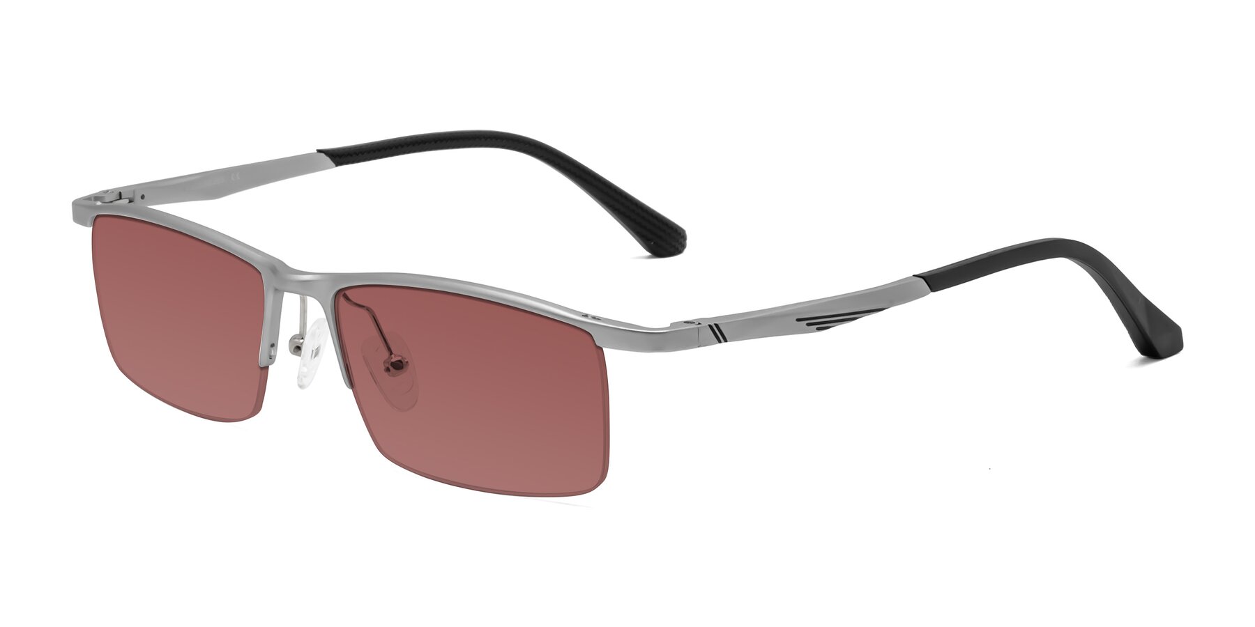 Angle of CX6236 in Silver with Garnet Tinted Lenses