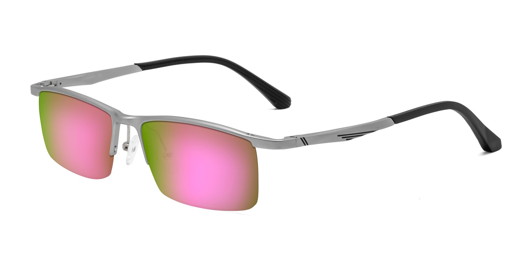 Angle of CX6236 in Silver with Pink Mirrored Lenses