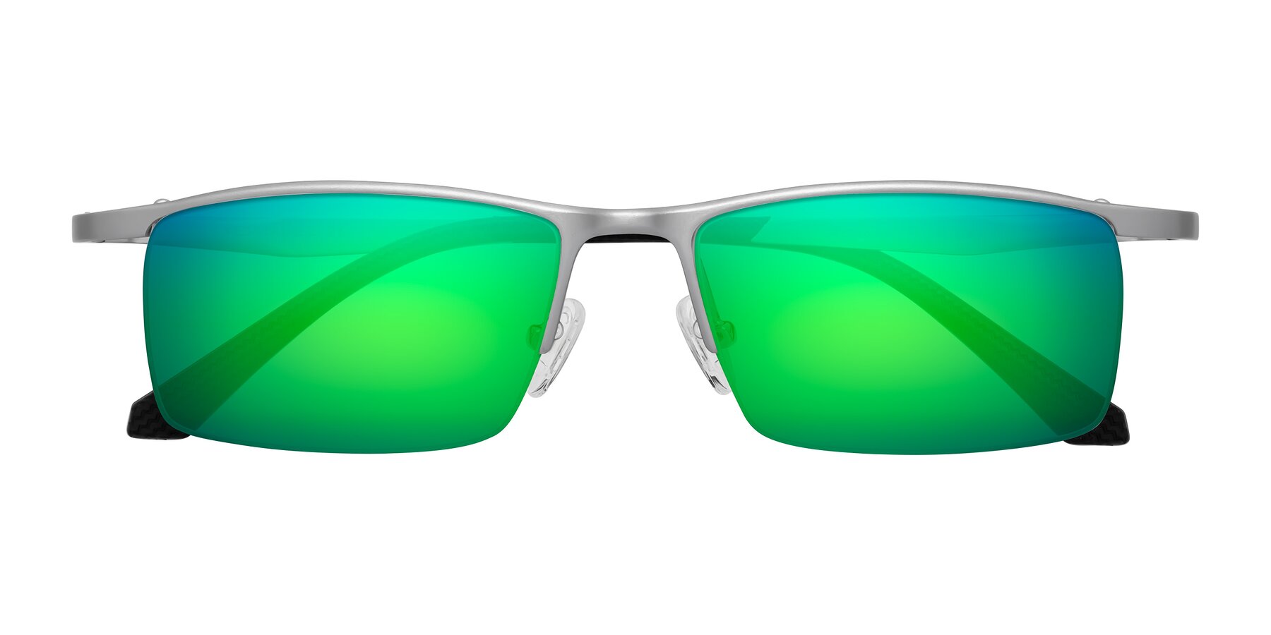 Folded Front of CX6236 in Silver with Green Mirrored Lenses