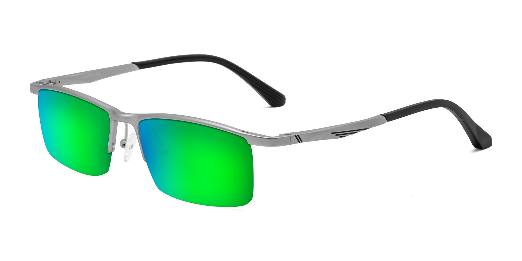 Angle of CX6236 in Silver with Green Mirrored Lenses