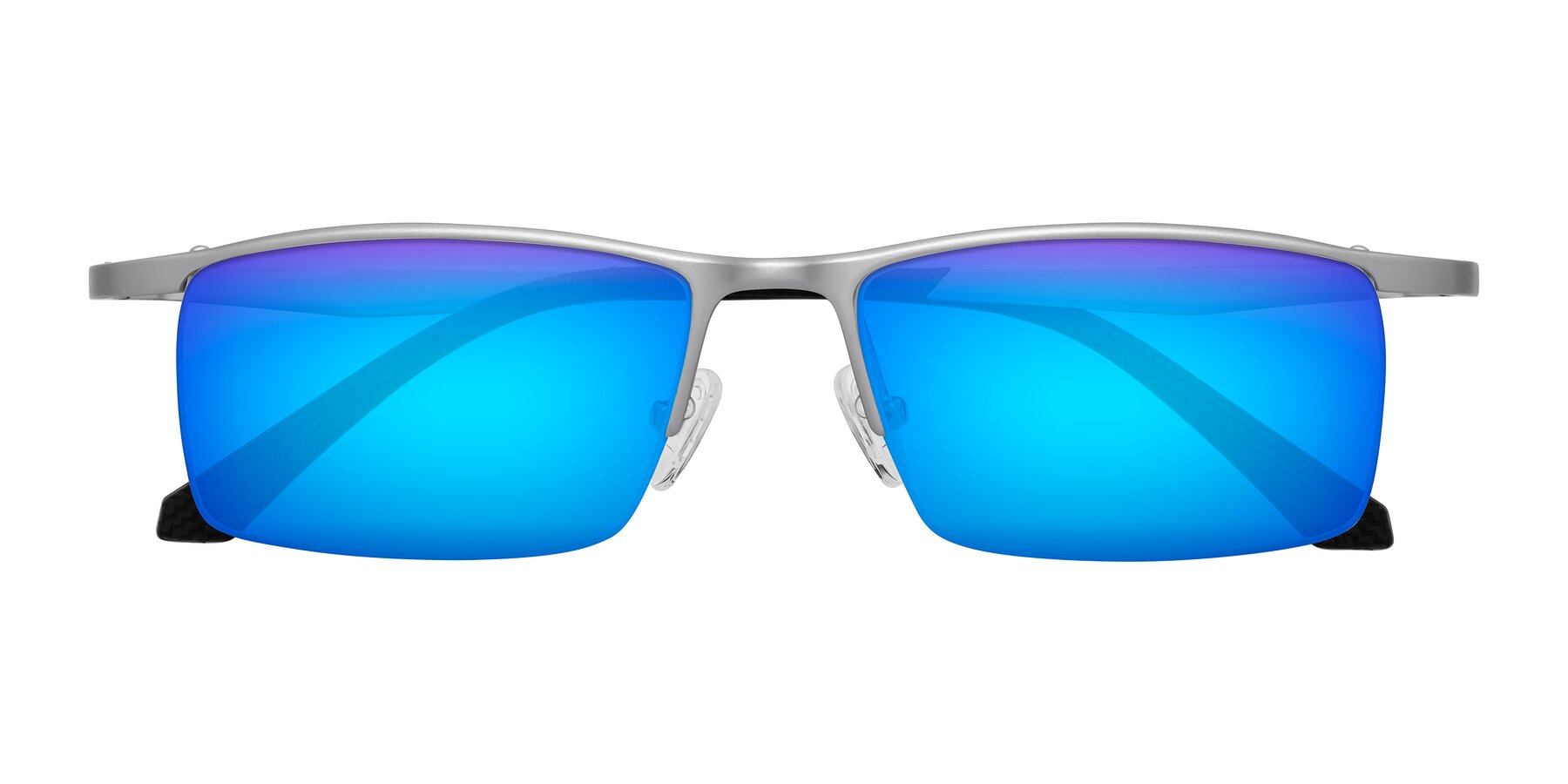 Folded Front of CX6236 in Silver with Blue Mirrored Lenses