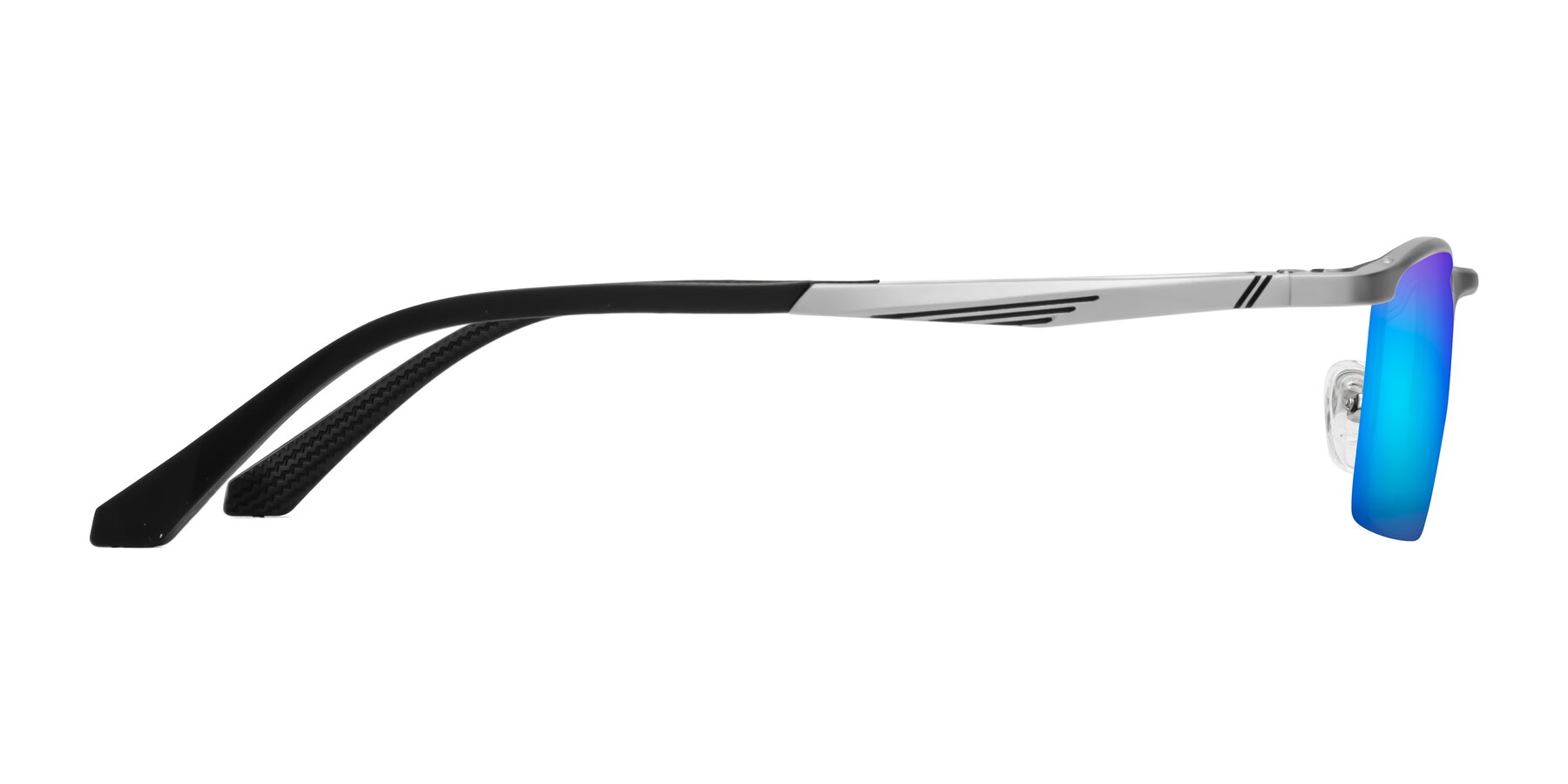 Side of CX6236 in Silver with Blue Mirrored Lenses