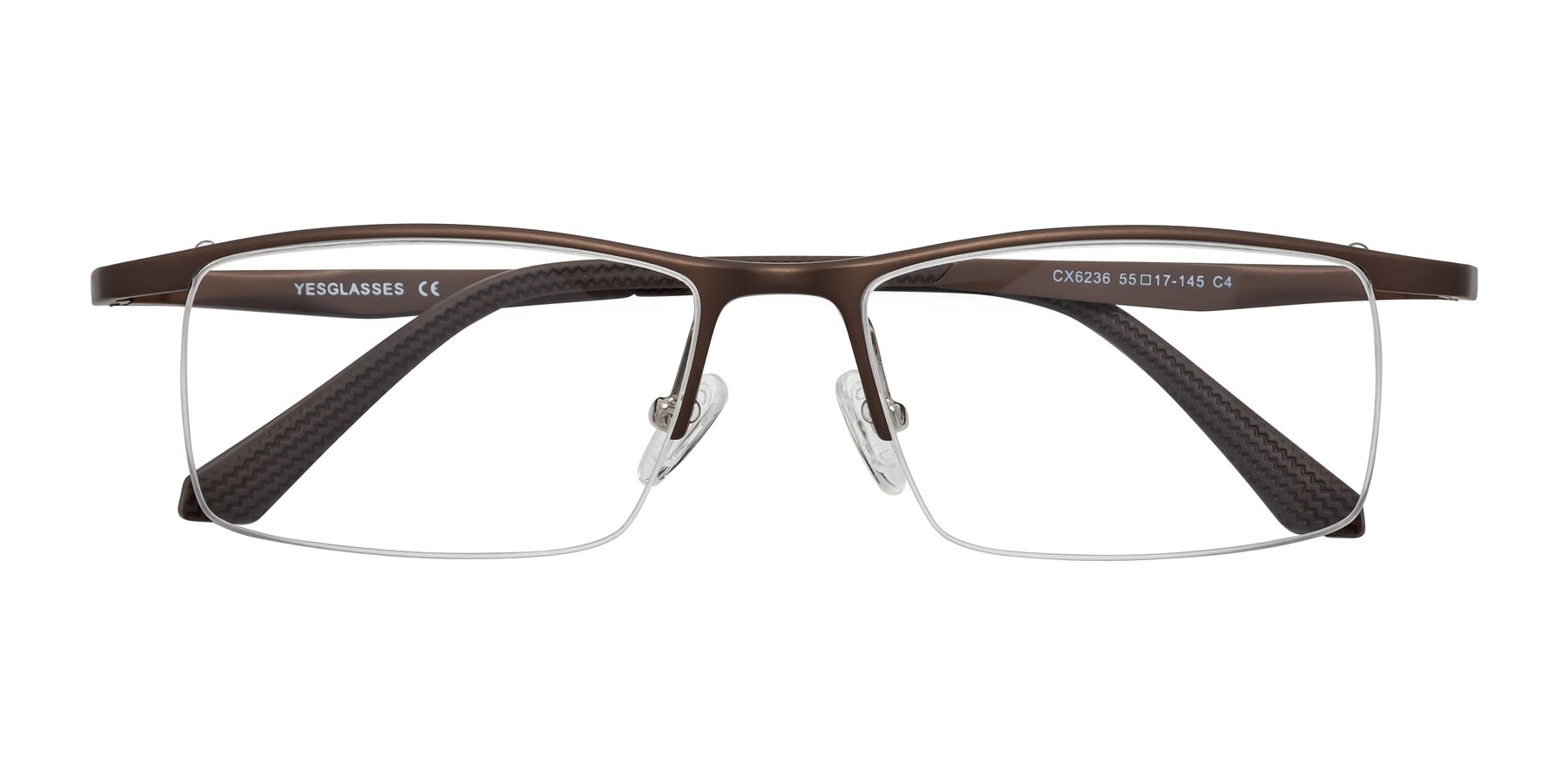Folded Front of CX6236 in Coffee with Clear Blue Light Blocking Lenses